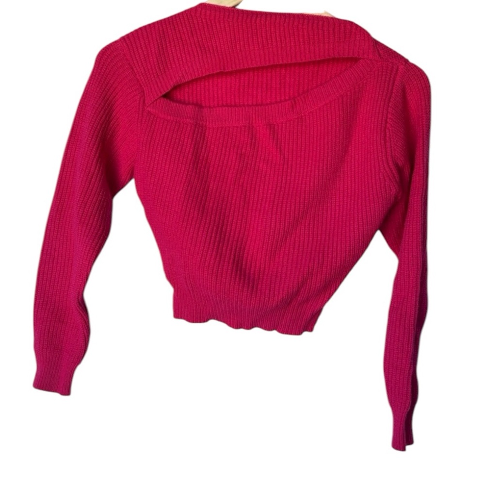 Women’s Vibrant hot Pink sexy slit across the front Knit Sweater, Small